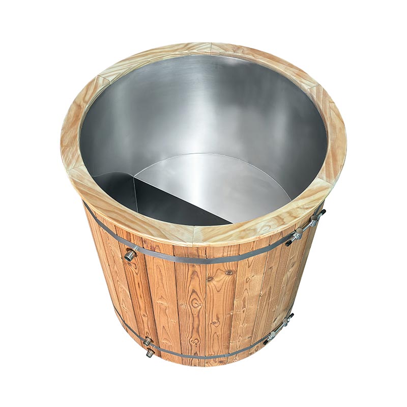 Thermo Pine Bathtub Ice Wood with 304 Stainless Steel Liner