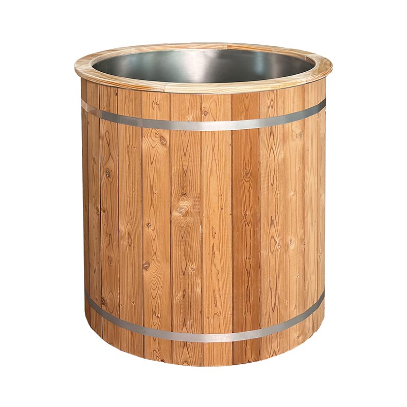 Thermo Pine Bathtub Ice Wood with 304 Stainless Steel Liner