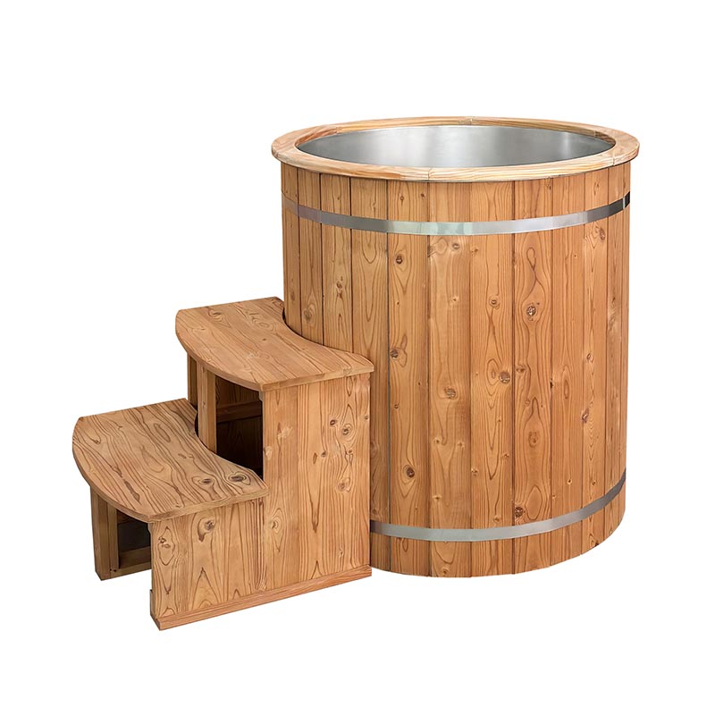 Thermo Pine Bathtub Ice Wood with 304 Stainless Steel Liner