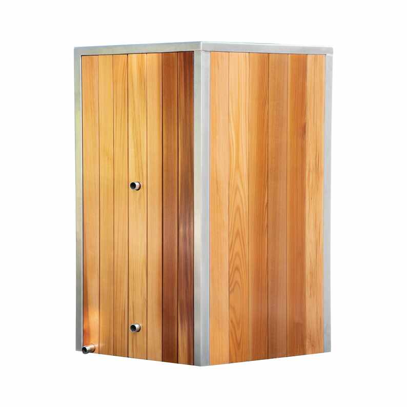 Cedar Cold Plunge Tub ມີຂັ້ນຕອນການເຂົ້າເຖິງ